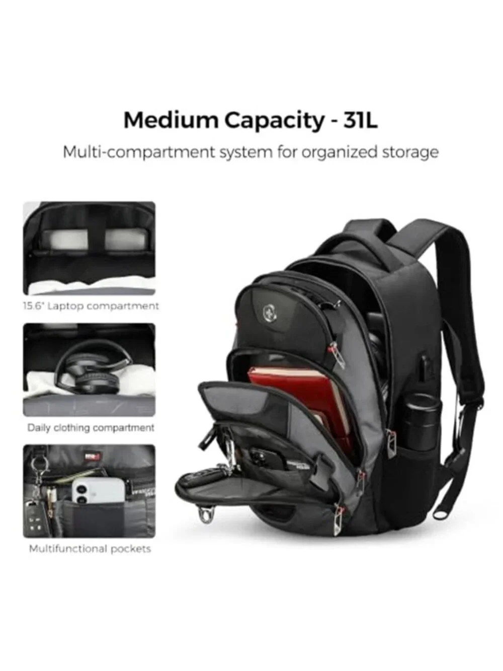 Men's Laptop Backpack with USB Charging Port